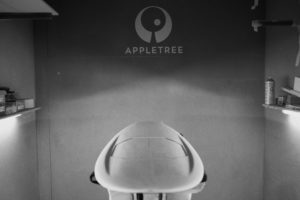 wave kiteboard Applino in the shaping bay