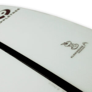 Appletree White Line kiteboard Klokhouse Noseless Logo detail