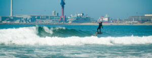 Luke McGillewie foil surfing in Portugal