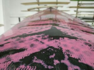 Epoxy resin on a kite surfboard or foil board